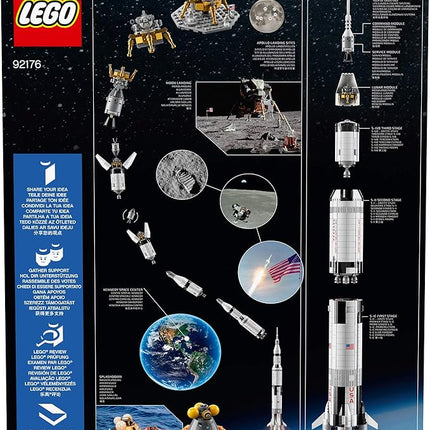 LEGO 92176 Ideas NASA Apollo Saturn V Space Rocket and Vehicles, Spaceship Collectors Building Set with Display Stand [Amazon Exclusive], 14+ years