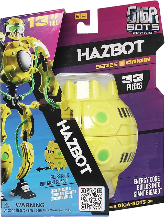 Giga Bots - HAZBOT | Energy Core Transforms Into 13 Inch Action Figure | Demolition Specialist | Unique Toy Combat Attachments and Skills | Includes 33 Buildable Pieces