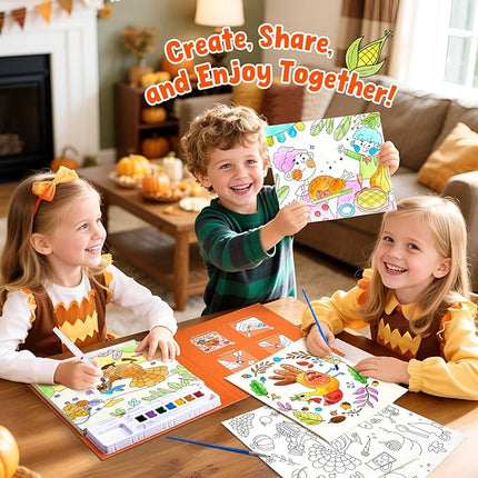 JoyCat Paint with Water Coloring Books for Toddlers, Watercolor Painting Sets for Kids Ages 3-5 4-8, Arts and Crafts Drawing Activities Toy Birthday Gift for Boys Girls (Thanksgiving)