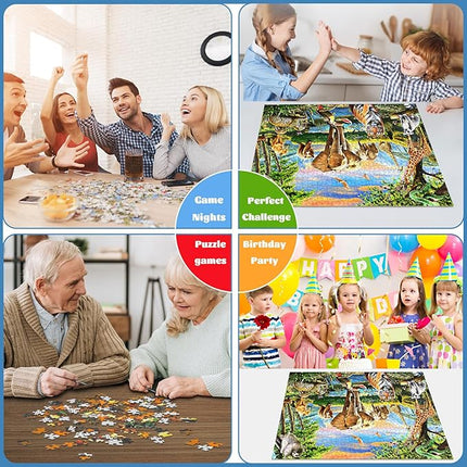 1000 Pieces Puzzles for Adults, Animal World Jigsaw Puzzle Challenging Night Game, Interlock Perfectly No Dust, for House Decoration, Birthday Party Holiday Toy for Kids Boys and Girls