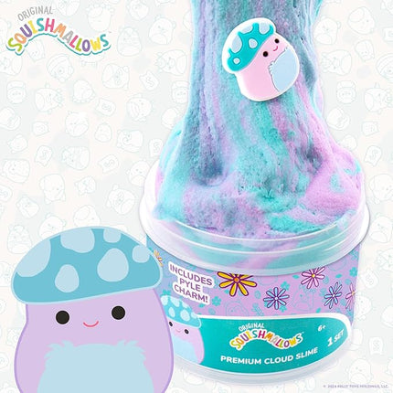 Original Squishmallows Pyle The Mushroom Premium Cloud Slime, Grape Scent, 8 oz. Jar Storage Container with Figurine Topper, Rubber Charm, Goodie Bags Stuffers, Kids Party Favors, Sensory Toys