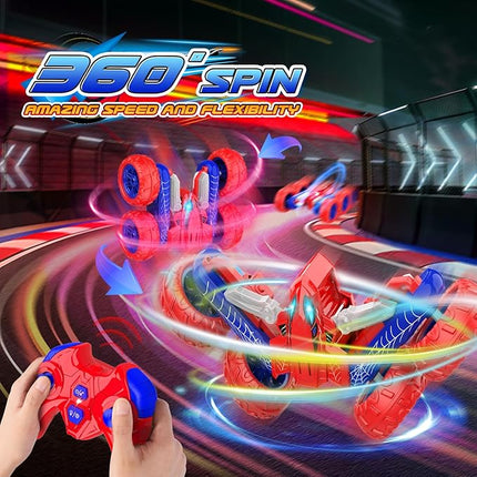 Remote Control Car Toys: Double Sided RC Cars Outdoor Toy for 4 5 6 7 8 9 10 Year Old Boys Girls Ages 5-7 Christmas Birthday Gifts Stocking Stuffers for Grandkids Rechargeable Upright Stunt Car