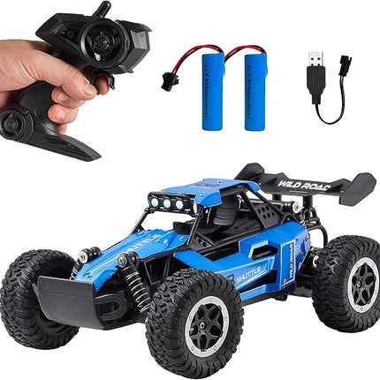 Remote Control Car RC Cars 1:16 All Terrain Monster Truck LED Headlights, Outdoor 2WD Off Road Hobby RC 2.4GHz High Speed, 20Km/h RC Car Toys Gift for Kids Boys 3 4 5-12 (Blue)