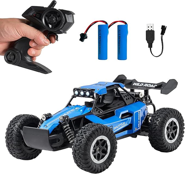 Remote Control Car RC Cars 1:16 All Terrain Monster Truck LED Headlights, Outdoor 2WD Off Road Hobby RC 2.4GHz High Speed, 20Km/h RC Car Toys Gift for Kids Boys 3 4 5-12 (Blue)