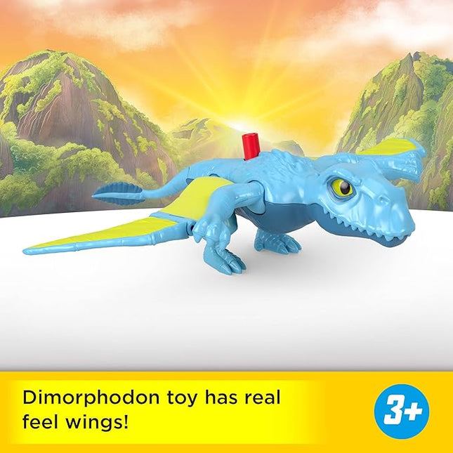 Fisher-Price Imaginext Jurassic World Dinosaur Action Figure with Kid-Activated Wing Motion, Approx 7.5-inch Dimorphodon Dino Toy