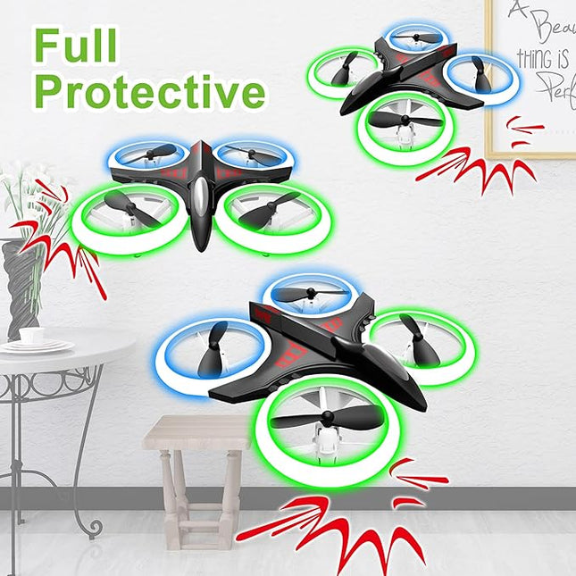 Dwi Dowellin 4.9 Inch Mini Drone for Kids Crash Proof LED Lights One Key Take Off Landing Flips RC Remote Control Small Drones Toys for Beginners Boys and Girls Adults Nano Quadcopter,Black