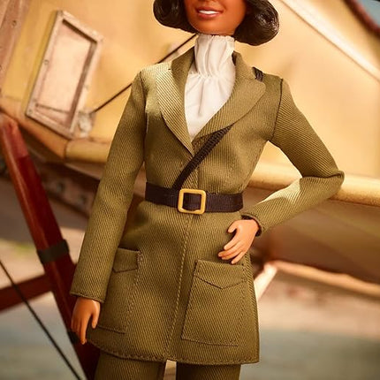 Barbie Inspiring Women Doll, Bessie Coleman Collectible Dressed in Aviator Suit with Helmet and Goggles