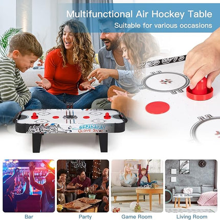 GYMAX Air Hockey Table, 42” Table Top Air Hockey with 2 Pucks, 2 Pushers, LED Scoreboard, Mini Air Hockey Arcade Table for Kids Adults, Game Room, Dorm Room, Club, Family Recreation Game