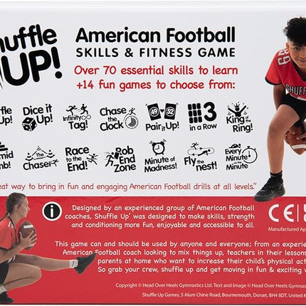 Shuffle Up American Football Card Game – Kids Outdoor Garden Games with 70+ Fun & Active Fitness Workout Cards, American Football Gifts for Boys & Girls, Fun Family Games