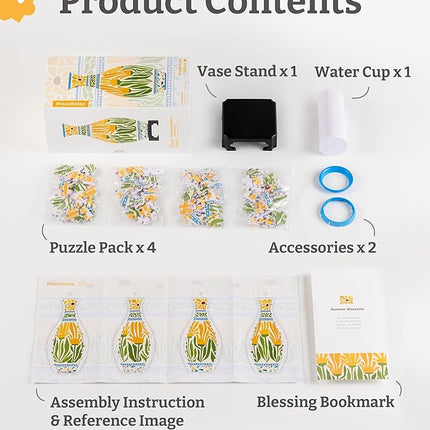 PieceRelax Unique Flower Vase - 3D Puzzle Vase for Adults to Flower Arrangement and Home Decoration Made by 160 Curved Plastic Puzzle Pieces - Autumn Abundance [S1042]