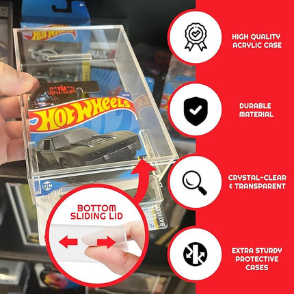 EVORETRO Hot Wheels Mainline Cars Acrylic Display Case, Pack of 2 – Clear Protective Cover for Collectibles, Scratch-Resistant and Stackable Design – for Showcasing Your Diecast Models