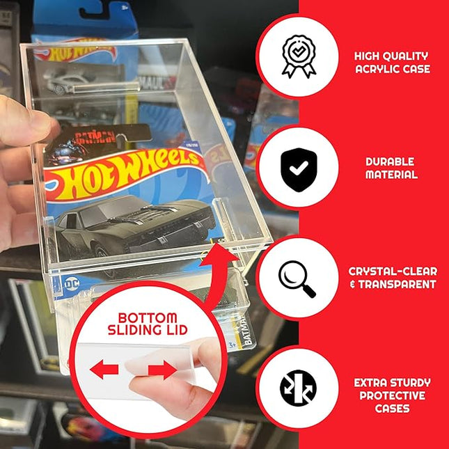 EVORETRO Hot Wheels Mainline Cars Acrylic Display Case, Pack of 2 – Clear Protective Cover for Collectibles, Scratch-Resistant and Stackable Design – for Showcasing Your Diecast Models