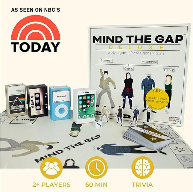 Spin Master Games, Mind The Gap Deluxe Trivia Game, A Board Game for All Generations, Play on Thanksgiving, Friendsgiving, Birthdays & Family Nights, 2-12 Players, for Ages 10 & Up