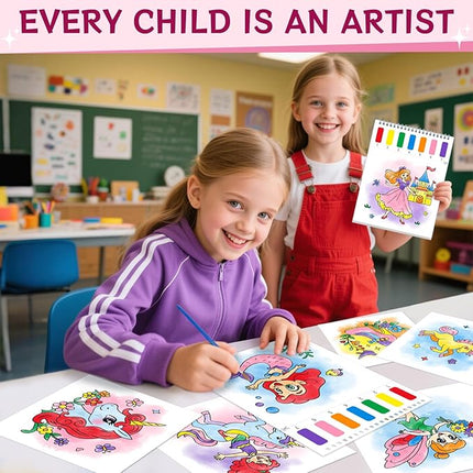 Paint with Water Coloring Books for Toddlers,Unicorn Theme Mess Free Watercolor Painting Papers for Kids Water Color Paint Kit Art Craft Gift for Ages 1-3, 4-8