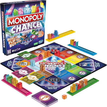 Monopoly Chance Board Game for Adults and Kids | Fast-Paced Family Party Game | Ages 8+ | 2-4 Players | 20 Mins. Average (Amazon Exclusive)