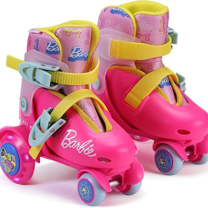Barbie Kids Trainer Skates - Light Up Wheels, ABEC 5 Bearings, Durable PVC Material, Foam Shoe Lining, Perfect for Active Fun and Adventures, US Size 9-12