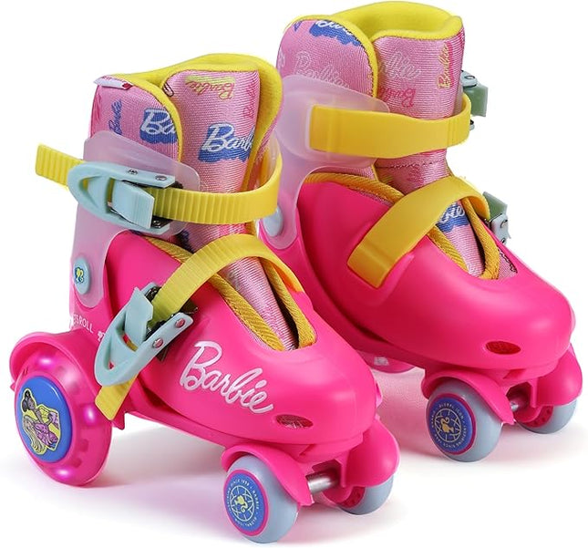 Barbie Kids Trainer Skates - Light Up Wheels, ABEC 5 Bearings, Durable PVC Material, Foam Shoe Lining, Perfect for Active Fun and Adventures, US Size 9-12