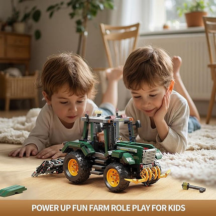 Farm Tractor Building Blocks Set,Wheeled Tractor Building Toys with Mechanical Gear Linkage,STEM Farming Truck Construction Model,Birthday Gift for Adults and Girls Boys 8-14 (1204Pcs)
