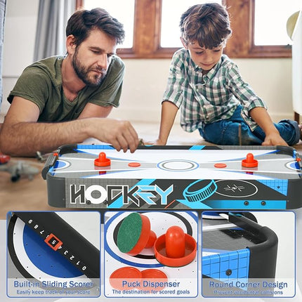 Table Top Air Hockey Table for Kids, 32” Mini Tabletop Air Hockey Game w/Electric Motor Fan, 2 Pushers and 2 Air Hockey Pucks, Great for Playing on The Floor, Tabletop