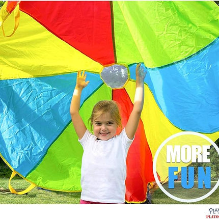 Play Platoon Rainbow Parachute Toy for Kids, 6 ft Play Parachute Game with 8 Handles, PE Equipment for Elementary School Gym Class, Backyard/Indoor Equipment