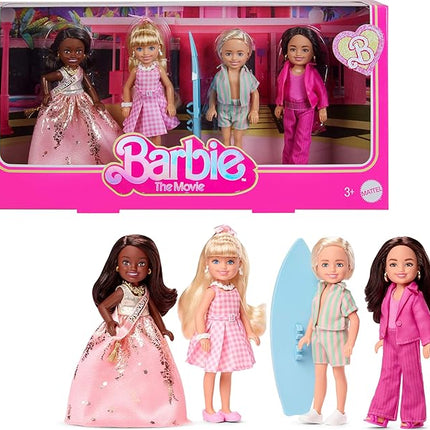Barbie The Movie Chelsea Collectible 4-Pack Dolls, Includes, Ken, President, Gloria Characters with Removable Outfits