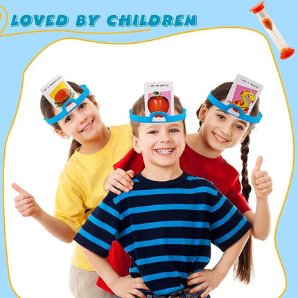 5 Set Headband Game The Quick Question Game Guessing Who Am I Board Game Set Include Headbands Picture Cards Scoring Coins Sand Clock for Family Party