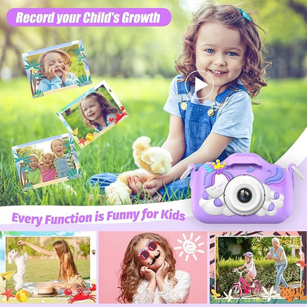 Upgrade Kids Camera, Christmas Birthday Gifts for Girls Boys, 1080P HD Selfie Digital Video Camera for Toddlers, Cute Portable Little Girls Boys Gifts Toys for 3 4 5 6 7 8 9 Years Old