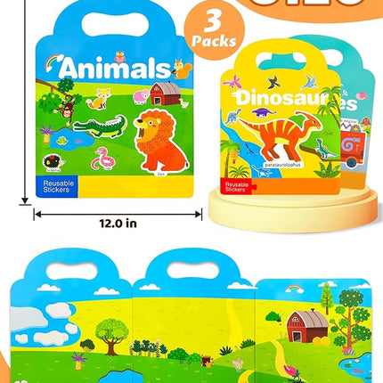 Reusable Sticker Book for Toddlers 2-4 Years, Stickers for Kids, Toddler Sticker Book Ages 1-3, Toddler Craft Activities, Toddlers Travel Toys Ages 2+ Boy Girl Birthday Gifts