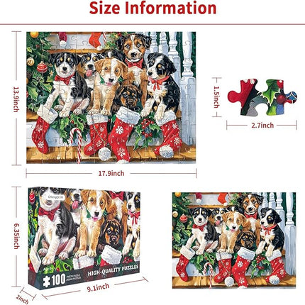 Christmas Puzzle 100 Piece Puzzles For Kids Christmas Dogs Puzzle 100 Piece Puzzle Christmas Puppies Puzzles 100 Piece Puzzles For Adults Christmas Puzzles Puppies 100 Piece Puzzles For Kids Ages 6-10