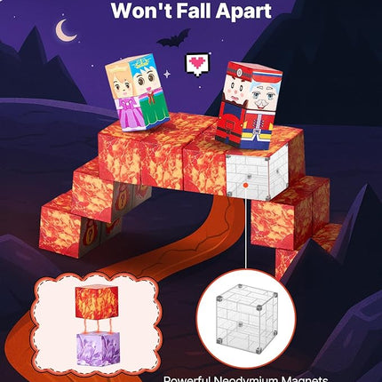 VEVOR Magnetic Blocks, 100 PCS Dark Castle Set, Magnetic Building Cubes for Kids, STEM Montessori Sensory Toys for Christmas Birthday Gift, Construction Stacking Toy for 3+ Years Old Boys & Girls