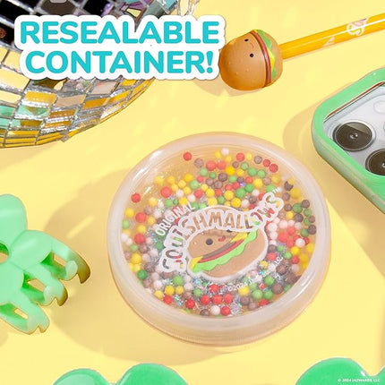 Original Squishmallows Glitter Carl The Burger Charm, Vanilla-Scented Slime, 3 Slime Add-Ins, Pre-Made Sludge Toy for Kids, Great 6 Year Old Toys