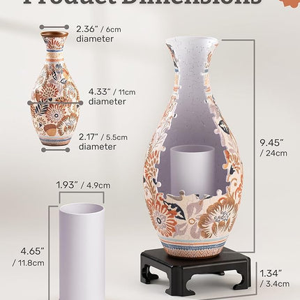 PieceRelax Unique Flower Vase - 3D Puzzle Vase for Adults to Flower Arrangement and Home Decoration Made by 160 Curved Plastic Puzzle Pieces - Autumn Abundance [S1042]