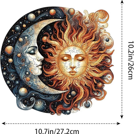 Wooden Puzzles for Adults, Sun and Moon Wood Puzzles 200 Pieces, Irregular Animal Shaped Unique Wooden Jigsaw Puzzles, Creative Ghristmas Gift for Teenagers and Adults