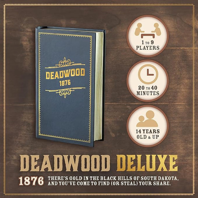 Deadwood 1876 Deluxe Edition Old West Board Game of Gold, Strategy, Secrets, and Stealing A Wild West Party Card Game for Adults and Family Game Night 2-9 Players Ages 14 and Up