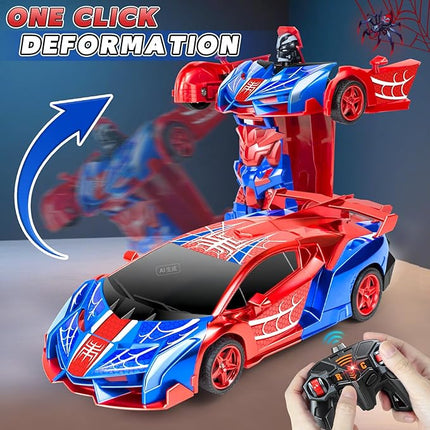 Remote Control Car for Boys, Spider Robot RC Car - 2 in 1 Racing RC Cars Toy One Button Deformation & 360°Drifting for Boys Ages 3 4 5-12 Birthday Gift