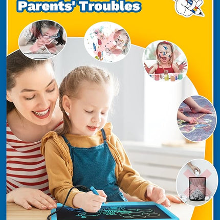 TEKFUN Large Screen 12inch LCD Writing Tablet with Anti-Lost Stylus, Erasable Doodle Board No Mess Drawing Pad, Car Trip Travel Toys for Kids, Birthday Gift for 3 4 5 6 7 Girls Boys