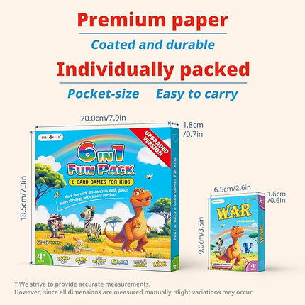 Upgraded Kids Card Games Pack, 6 Decks, Go Fish, Old Maid, Crazy Eights, Memory Match, Slap Jack, War, Playing Cards, Easter Basket Stuffers, Stocking Stuffers