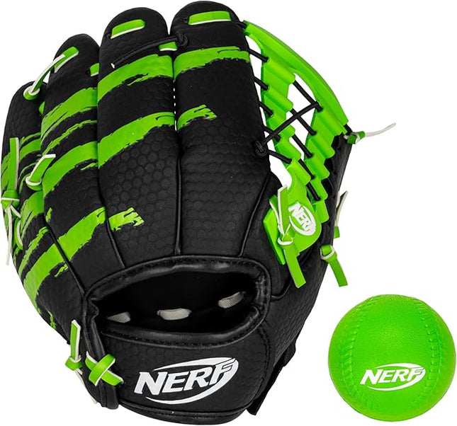 NERF Proshot Kids Teeball Glove + Ball Set - Youth Baseball Glove + Foam Ball - Boys + Girls Teeball Mitt Set - Adjustable Fit for Kids - Right Hand Throw - 8.5"