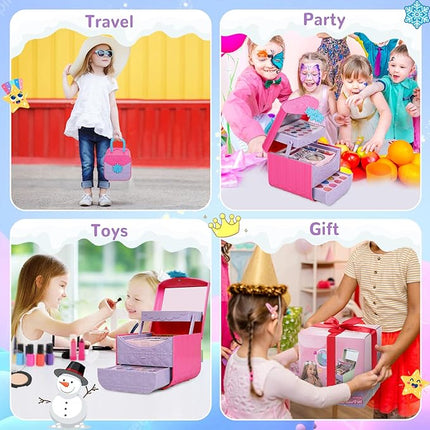 Makeup for Kids, Toddler Makeup Barbie Toys, Birthday Christmas Day Gift for Kids Fake Makeup Non Toxic Makeup for Little Girl,Makeup Toys for 3 4 5 6 7 8 9 10Year Old Girls Toys