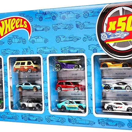 Hot Wheels Set of 50 Toy Trucks & Cars in 1:64 Scale, Individually Packaged Vehicles (Styles May Vary)