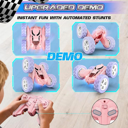 RC Stunt Car Remote Control Cars with Lights Double-Sided Driving Indoor Outdoor Toys Gifts Presents for 6 7 8 9 10 11 12 Year Old Kids Boys Girls