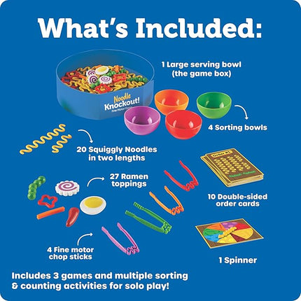 Learning Resources Noodle Knockout! Fine Motor Game Math Busy Board Sensory Bin STEM Toys, Ages 4+