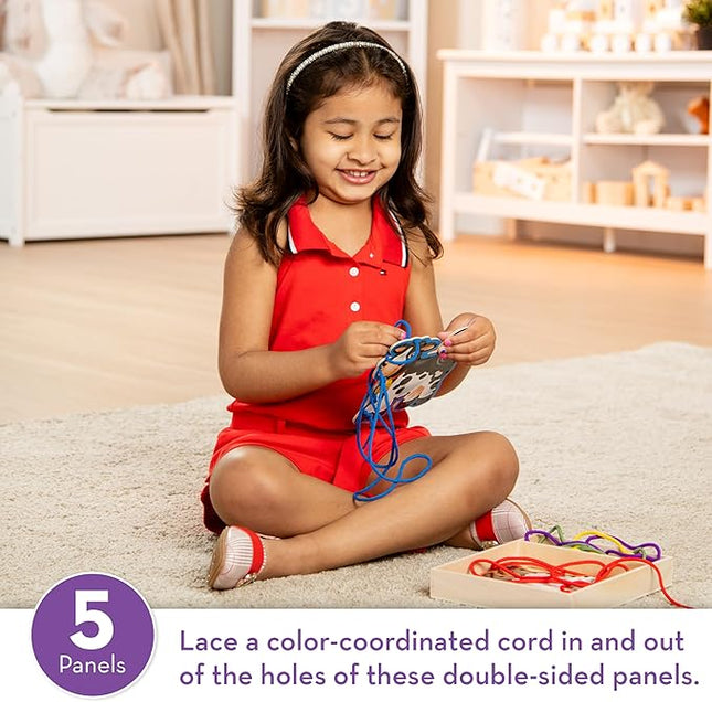 Melissa & Doug Lace and Trace Activity Set: 5 Wooden Panels and 5 Matching Laces - Farm