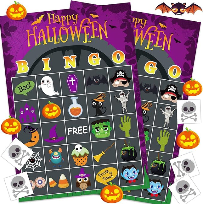 Joy Bang Halloween Games for Kids - Halloween Bingo Halloween Party Favors Supplies Halloween Crafts for Kids 24 Players Party Activities Goody Bag Stuffers Toys Gifts