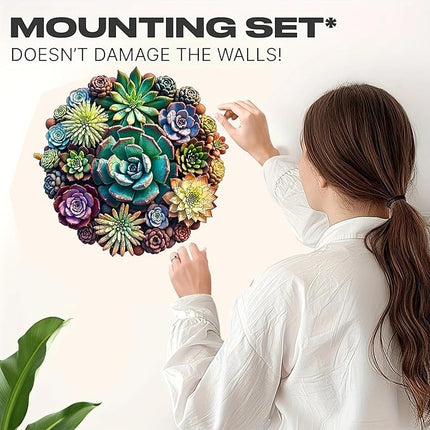 Wooden Puzzles, 320 Pieces Succulent Plants Jigsaw Puzzles, Unique Shaped Wooden Puzzle for Adults and Kids, Family Game(Succulent Plants, Royal)