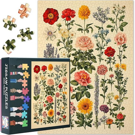 1000 Piece Jigsaw Puzzle for Adults - Vibrant Floral Garden Art with Blooming Flowers Design, Premium Adult Puzzles 1000 Pieces for Home Decor (27.5x19.7 in)