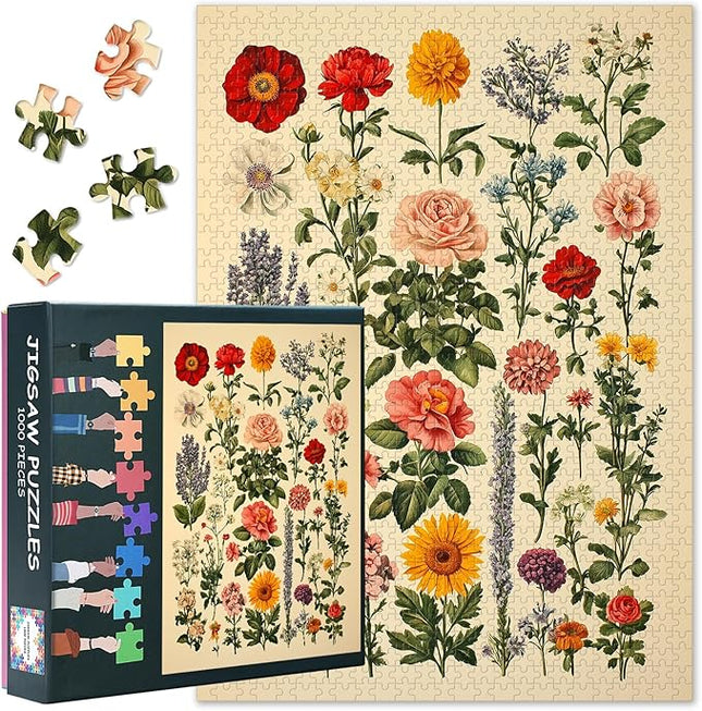 1000 Piece Jigsaw Puzzle for Adults - Vibrant Floral Garden Art with Blooming Flowers Design, Premium Adult Puzzles 1000 Pieces for Home Decor (27.5x19.7 in)