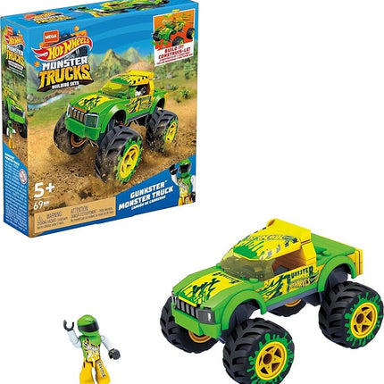 MEGA Hot Wheels Gunkster Monster Truck Building Set Toy Car with Micro Figure Driver, 69 Pieces, Gift Set for Boys and Girls Ages 5 and Up