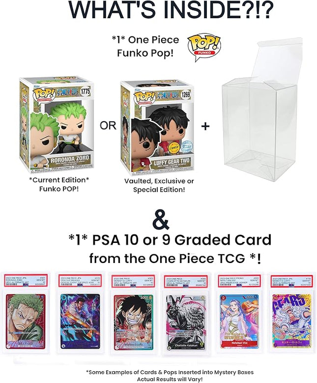One Piece Collector's Mystery Gift Box: Funko Pop! & PSA Graded Card│ONE PSA Graded One Piece Card & ONE Authentic One Piece Funko Pop │Ideal Gift for Collectors & Fans│by Slabs of Heat