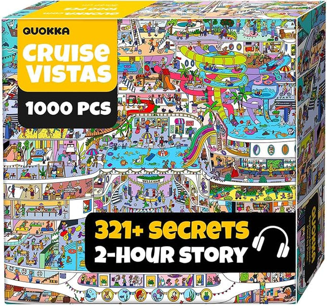 QUOKKA 1000 Piece Jigsaw Puzzle for Adults Cruise Vistas – Premium Box Packaging with Extra Fun Challenges - Stunning Scenic Animal Puzzle - Perfect for Relaxation & Creativity & Gift Giving